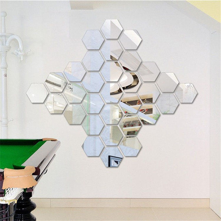 Espejo adhesivo pared hexagonal x6