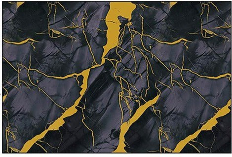 Papel Vinilo Adhesivo Brillante mármol negro y dorado