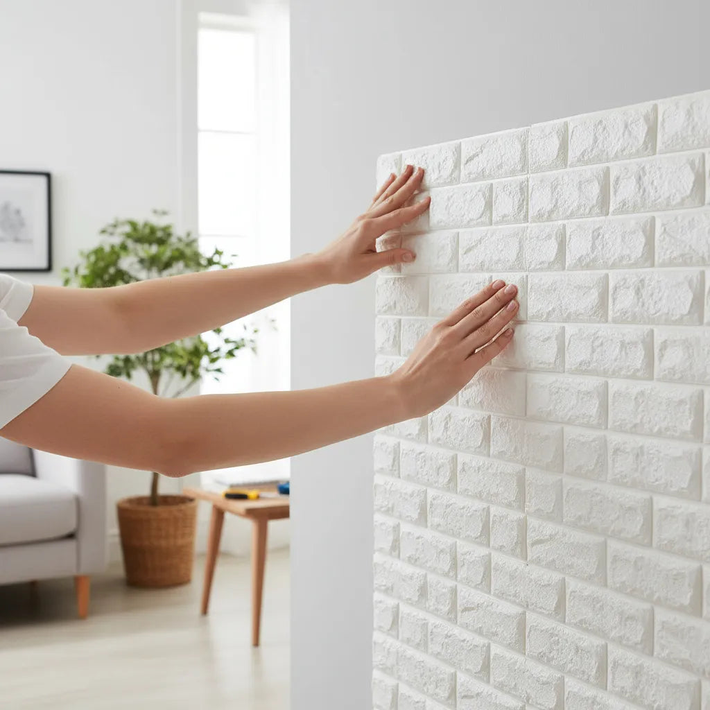 Lamina Ladrillo Blanco 3D x20unid