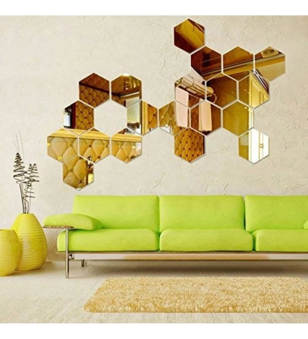 Espejo adhesivo pared hexagonal x6