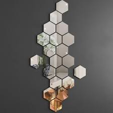 Espejo adhesivo pared hexagonal x6